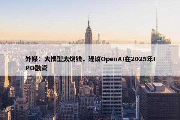 外媒：大模型太烧钱，建议OpenAI在2025年IPO融资