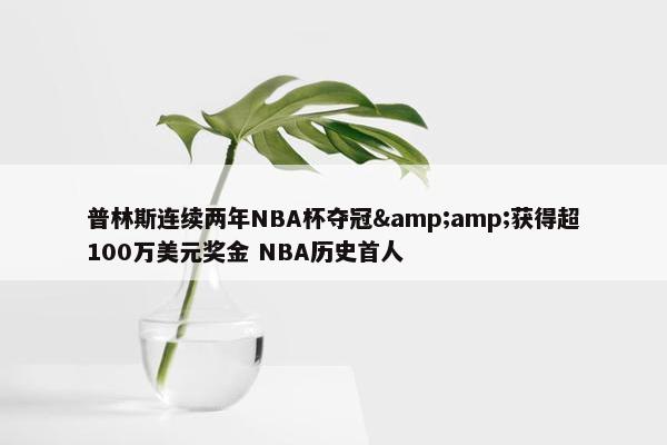 普林斯连续两年NBA杯夺冠&amp;获得超100万美元奖金 NBA历史首人