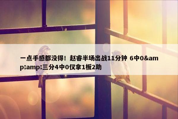 一点手感都没得！赵睿半场出战11分钟 6中0&amp;三分4中0仅拿1板2助