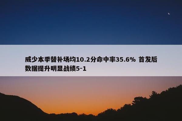 威少本季替补场均10.2分命中率35.6% 首发后数据提升明显战绩5-1