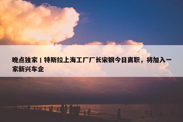 晚点独家丨特斯拉上海工厂厂长宋钢今日离职，将加入一家新兴车企