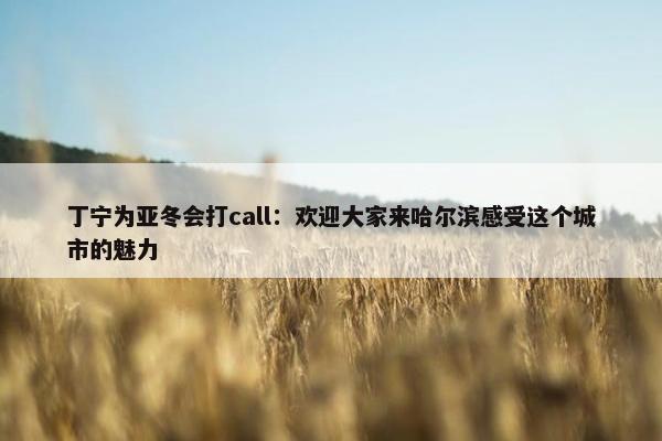 丁宁为亚冬会打call：欢迎大家来哈尔滨感受这个城市的魅力