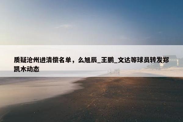 质疑沧州进清偿名单，么旭辰_王鹏_文达等球员转发郑凯木动态