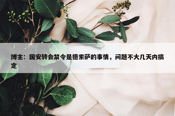 博主：国安转会禁令是德索萨的事情，问题不大几天内搞定