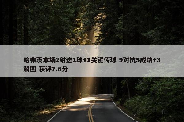 哈弗茨本场2射进1球+1关键传球 9对抗5成功+3解围 获评7.6分