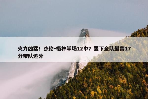 火力凶猛！杰伦-格林半场12中7 轰下全队最高17分带队追分