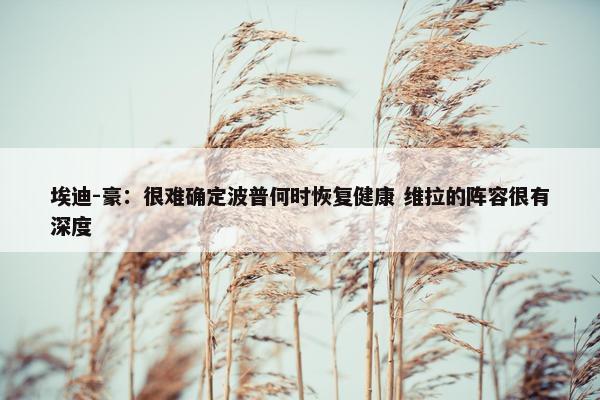 埃迪-豪：很难确定波普何时恢复健康 维拉的阵容很有深度