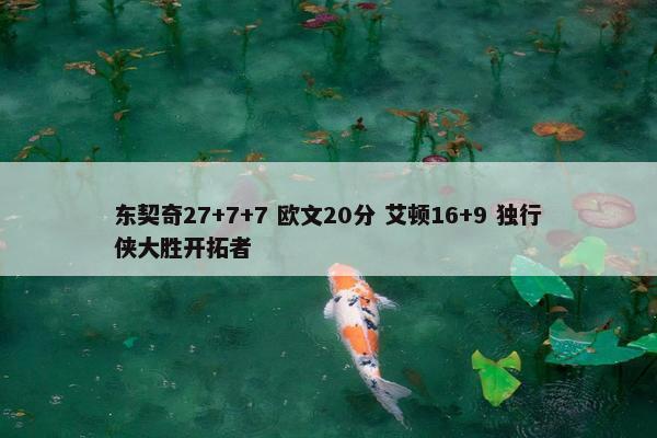 东契奇27+7+7 欧文20分 艾顿16+9 独行侠大胜开拓者