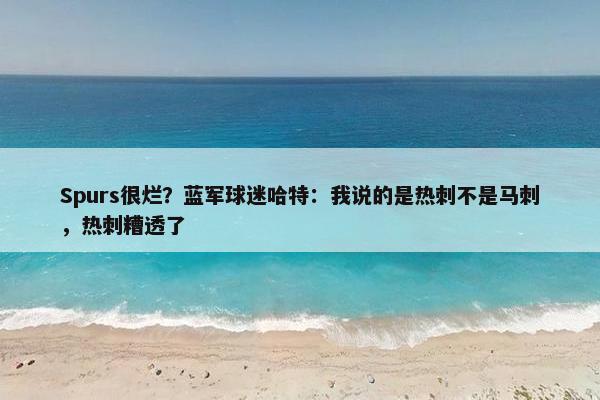 Spurs很烂？蓝军球迷哈特：我说的是热刺不是马刺，热刺糟透了