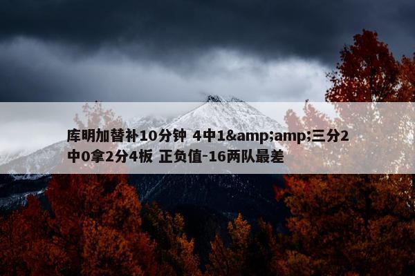 库明加替补10分钟 4中1&amp;三分2中0拿2分4板 正负值-16两队最差