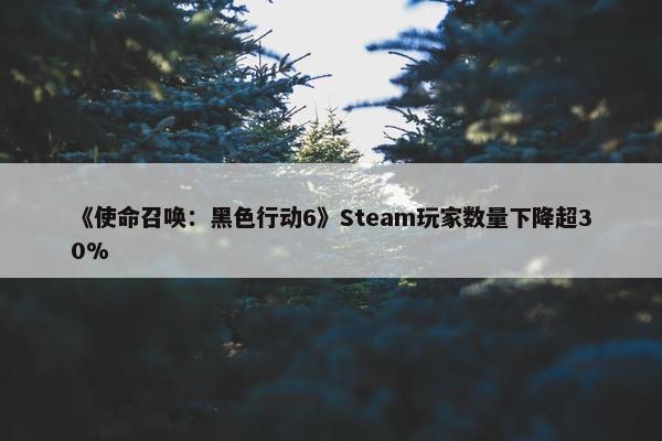 《使命召唤：黑色行动6》Steam玩家数量下降超30%