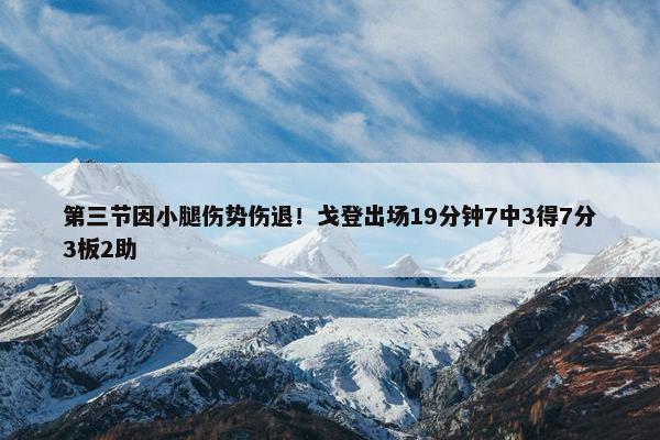 第三节因小腿伤势伤退！戈登出场19分钟7中3得7分3板2助