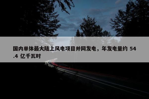 国内单体最大陆上风电项目并网发电，年发电量约 54.4 亿千瓦时