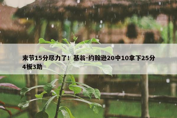 末节15分尽力了！基翁-约翰逊20中10拿下25分4板3助