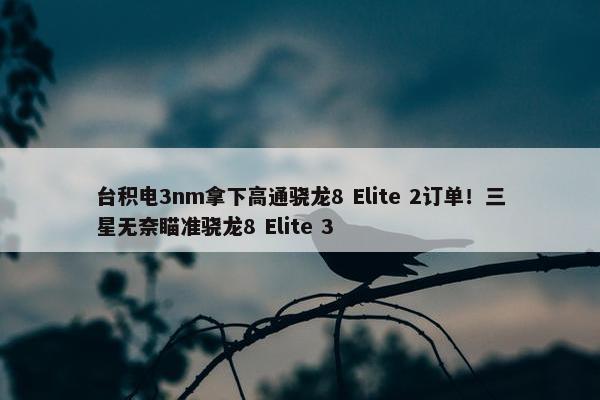 台积电3nm拿下高通骁龙8 Elite 2订单！三星无奈瞄准骁龙8 Elite 3