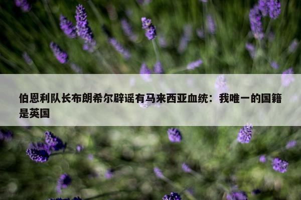 伯恩利队长布朗希尔辟谣有马来西亚血统：我唯一的国籍是英国