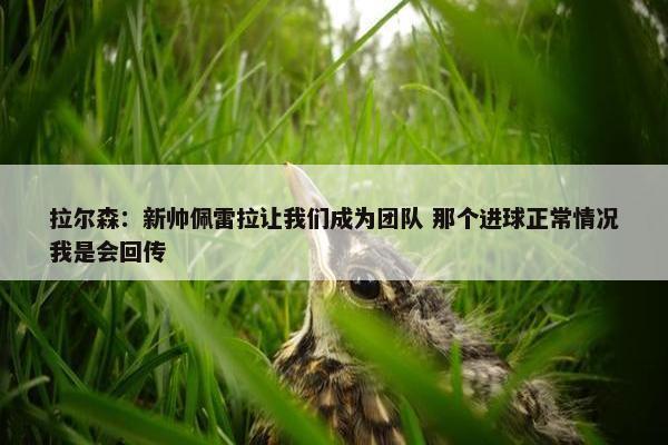 拉尔森：新帅佩雷拉让我们成为团队 那个进球正常情况我是会回传