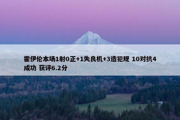 霍伊伦本场1射0正+1失良机+3造犯规 10对抗4成功 获评6.2分