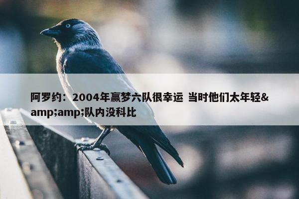 阿罗约：2004年赢梦六队很幸运 当时他们太年轻&amp;队内没科比