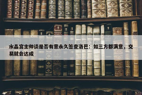 水晶宫主帅谈是否有意永久签查洛巴：如三方都满意，交易就会达成