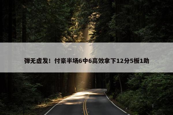 弹无虚发！付豪半场6中6高效拿下12分5板1助