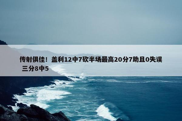 传射俱佳！盖利12中7砍半场最高20分7助且0失误 三分8中5