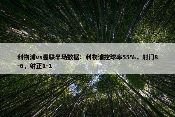 利物浦vs曼联半场数据：利物浦控球率55%，射门8-6，射正1-1