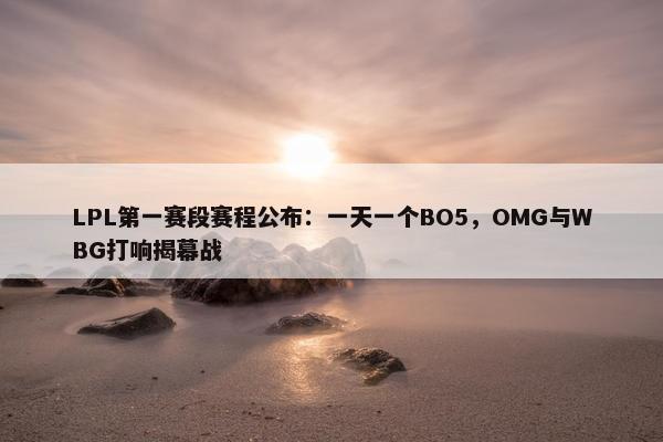 LPL第一赛段赛程公布：一天一个BO5，OMG与WBG打响揭幕战