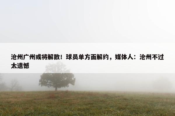 沧州广州或将解散！球员单方面解约，媒体人：沧州不过太遗憾