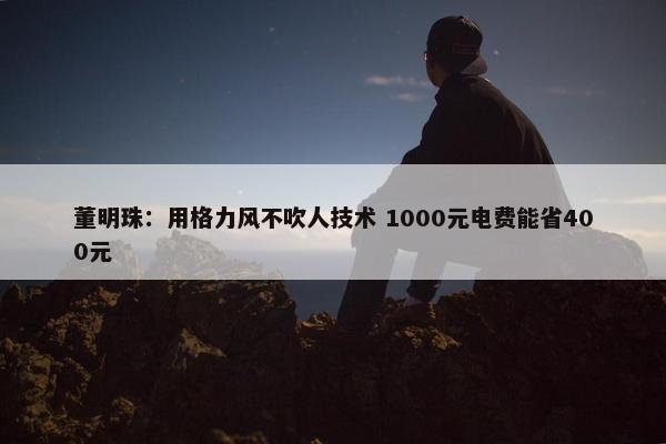 董明珠：用格力风不吹人技术 1000元电费能省400元