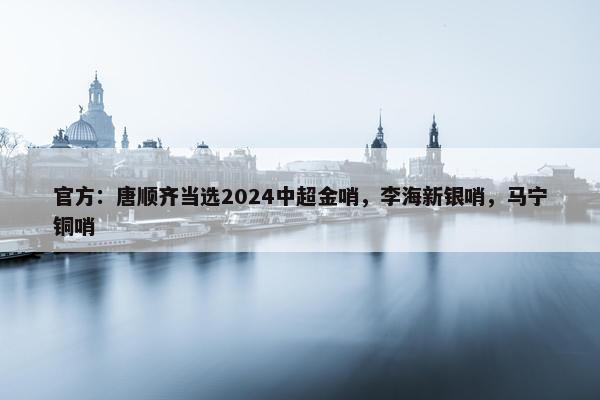 官方：唐顺齐当选2024中超金哨，李海新银哨，马宁铜哨