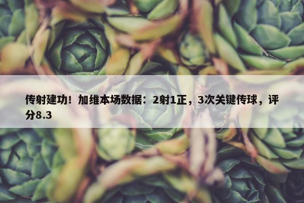 传射建功！加维本场数据：2射1正，3次关键传球，评分8.3