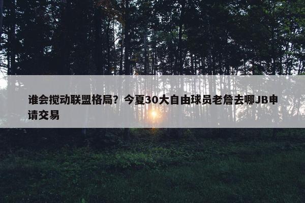 谁会搅动联盟格局？今夏30大自由球员老詹去哪JB申请交易