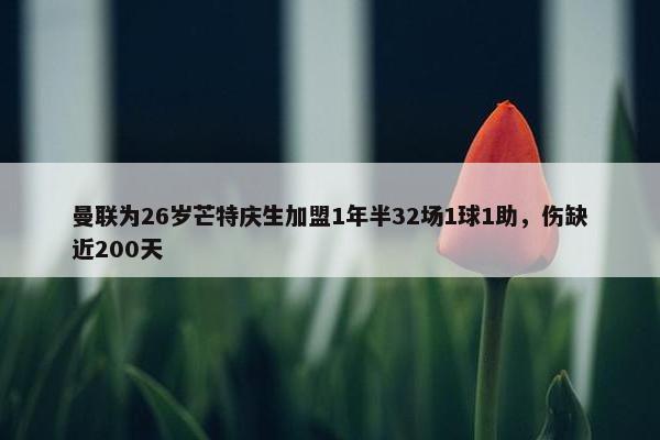 曼联为26岁芒特庆生加盟1年半32场1球1助，伤缺近200天