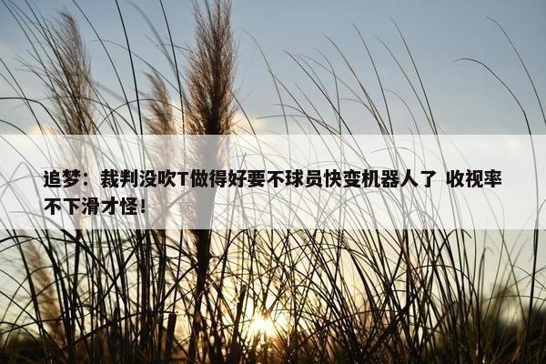 追梦：裁判没吹T做得好要不球员快变机器人了 收视率不下滑才怪！