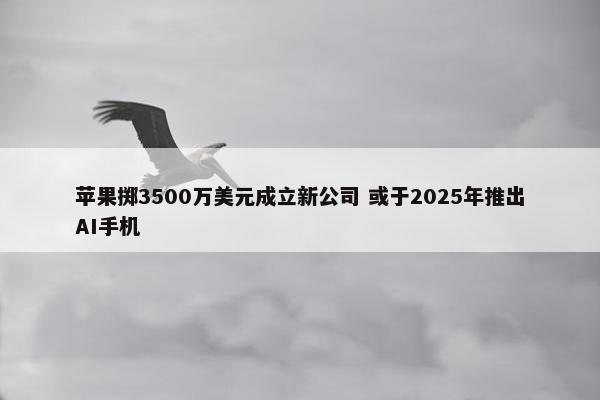 苹果掷3500万美元成立新公司 或于2025年推出AI手机