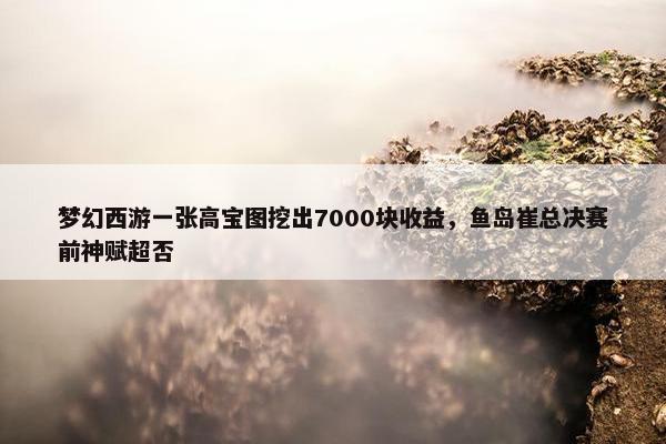 梦幻西游一张高宝图挖出7000块收益，鱼岛崔总决赛前神赋超否