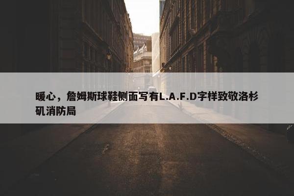 暖心，詹姆斯球鞋侧面写有L.A.F.D字样致敬洛杉矶消防局