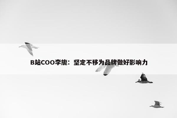 B站COO李旎：坚定不移为品牌做好影响力