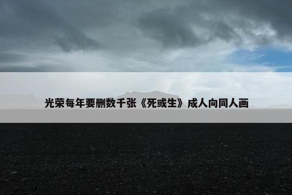 光荣每年要删数千张《死或生》成人向同人画