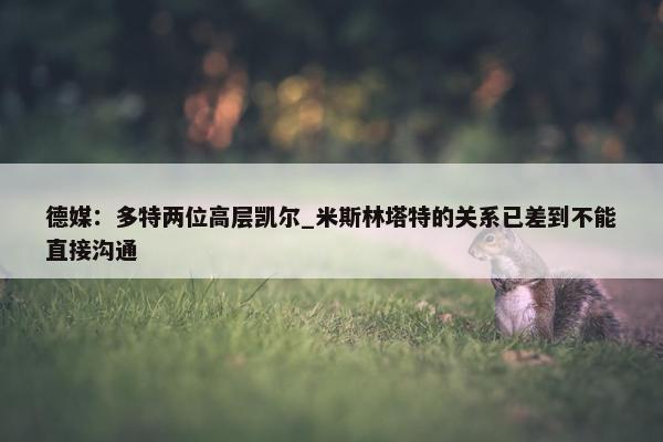 德媒：多特两位高层凯尔_米斯林塔特的关系已差到不能直接沟通