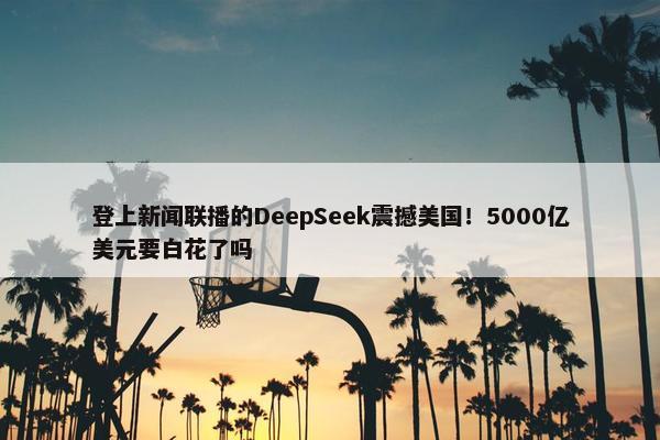 登上新闻联播的DeepSeek震撼美国！5000亿美元要白花了吗