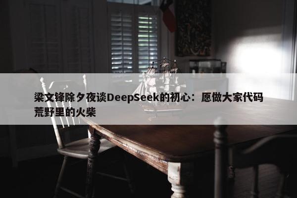 梁文锋除夕夜谈DeepSeek的初心：愿做大家代码荒野里的火柴