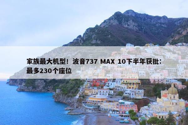 家族最大机型！波音737 MAX 10下半年获批：最多230个座位