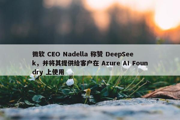 微软 CEO Nadella 称赞 DeepSeek，并将其提供给客户在 Azure AI Foundry 上使用