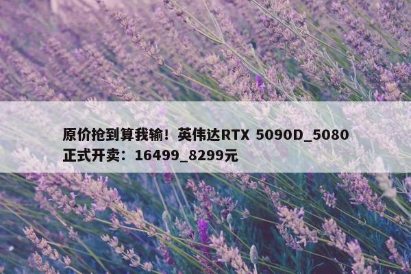 原价抢到算我输！英伟达RTX 5090D_5080正式开卖：16499_8299元