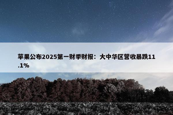 苹果公布2025第一财季财报：大中华区营收暴跌11.1%