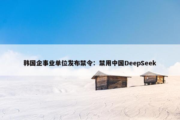 韩国企事业单位发布禁令：禁用中国DeepSeek