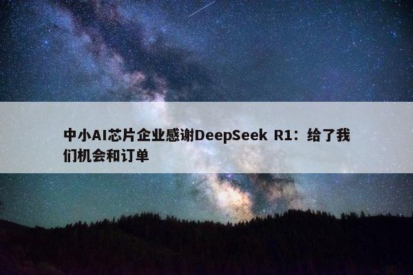 中小AI芯片企业感谢DeepSeek R1：给了我们机会和订单