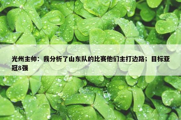 光州主帅：我分析了山东队的比赛他们主打边路；目标亚冠8强